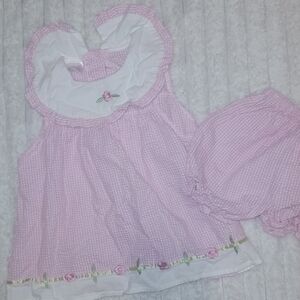 Vintage Gingham Dress with Floral Embroidery